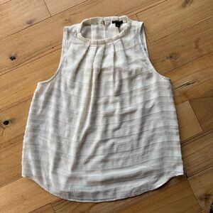Ann Taylor Cream Pleated Sleeveless Blouse‎